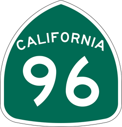 State Route 96 highway shield. Green background with the number 96 in white. 