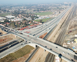 Aerial photo showing stretch of highway 99 construction
